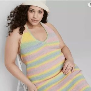 Wild Fable pastel stripes sweater halter dress XXL